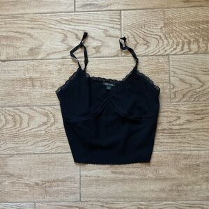 Wild Fable Black Lace Rib Cami Top